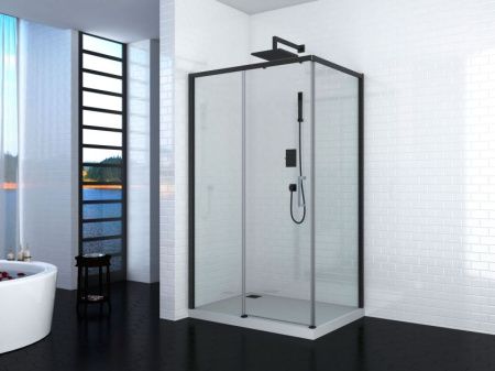 Душевой уголок Cerutti SPA Vito 110x80 B L профиль Черный стекло прозрачное Душевой уголок Cerutti SPA Vito 110x80 B L профиль Черный стекло прозрачное