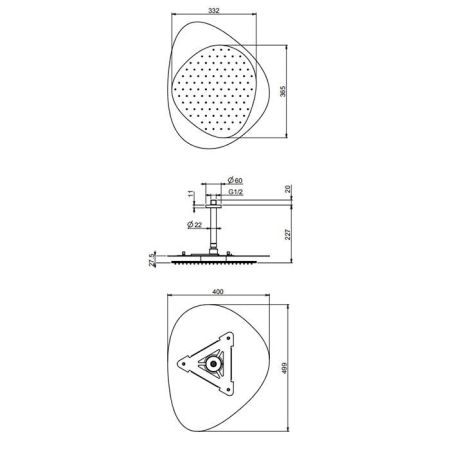 Fima Carlo Frattini Soffioni Верхний душ 49х40см., потолочный 15см., Cloud, цвет: чёрный матовый, артикул F2653NNS