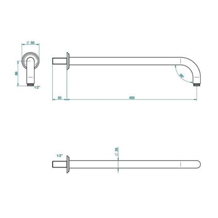 THG PETALE DE CRISTAL CLAIR Держатель верхнего душа 450 мм., настенный монтаж, цвет хром, артикул U6A-A02-84L