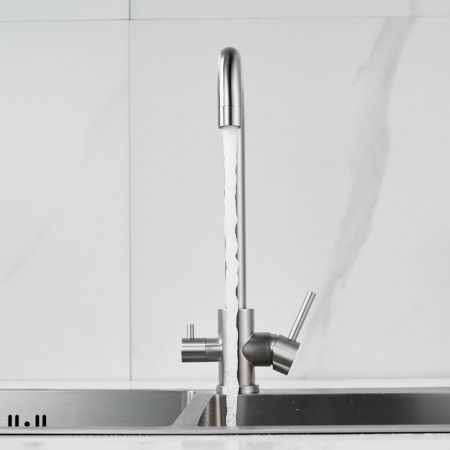 Смеситель для кухни с подключением фильтра воды Raffine F118L, сатин, артикул F118L