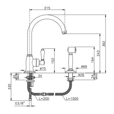 Nicolazzi Cucina El Capitain Смеситель для кухни с выдвижной лейкой цвет: хром