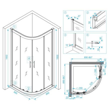 Душевой уголок RGW HO-51 (900x900, Прозрачное), артикул 03065199-11