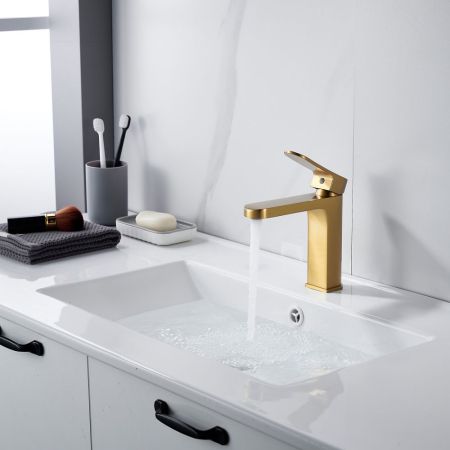 Смеситель для раковины Shevanik S4501G, золотой сатин, артикул S4501G