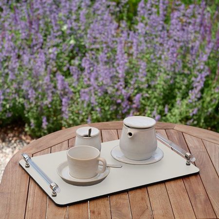 ADJ Поднос Asti, 36x24xH5 см., цвет: белый/панна котта, фурнитура графит, артикул 3624A.10/16