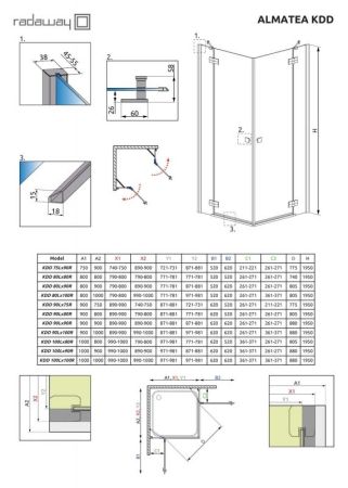 Душевой уголок Radaway Almatea KDD 80x100 L профиль Хром стекло прозрачное, артикул 32181-01-01N