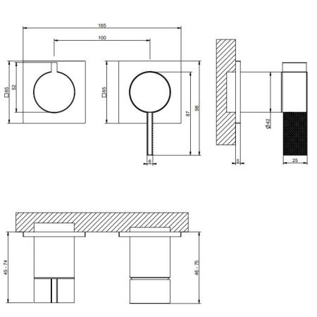 GESSI  INVERSO DIAMANTATO Внешняя часть настенного смесителя для душа на 2 выхода, цвет: хром