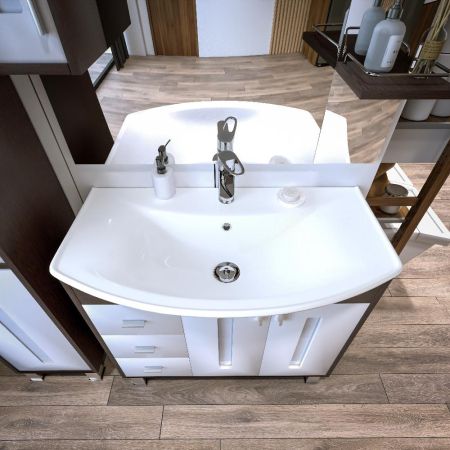 Комплект мебели для ванной Бриклаер БАЛИ 85LV, венге/белый, артикул БАЛИ 85LV