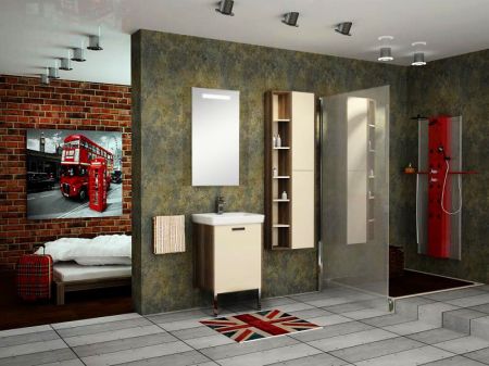 Тумба под раковину Акватон Йорк 50 М 1A170901YOAY0 белый глянец/выбеленное дерево, артикул 1A170901YOAY0