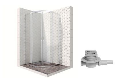 Душевой уголок Ambassador Kingston 14011104-MA1, полукруглый, точечный трап, 90х90, артикул 14011104-MA1