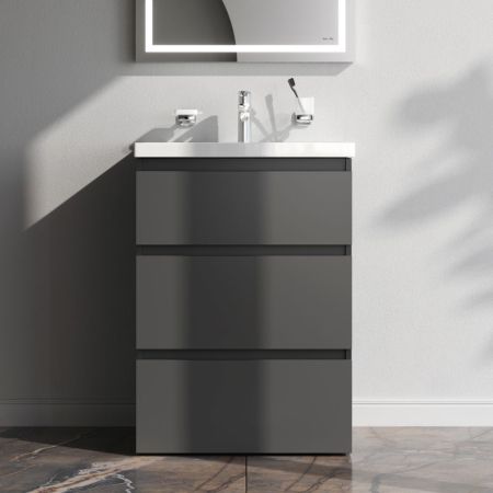 M91FSX0602GM GEM S, База под раковину, напольная, 60 см, 3 ящика, графит матовый, артикул M91FSX0602GM