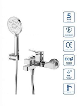 ALBANO Смеситель для ванны и душа в комплекте с ручным душем, шлангом и держателем, хром ALBANO-VASM-CRM