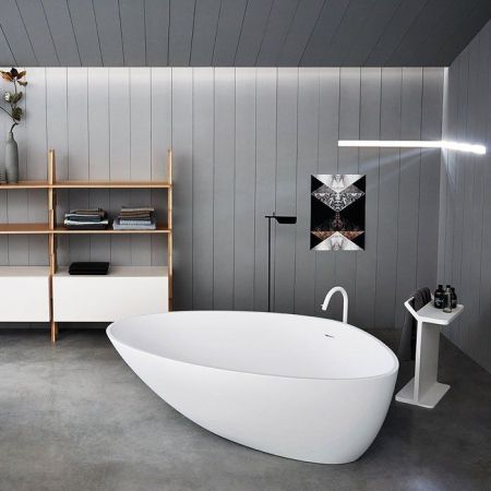 Agape Drop Ванна ширина 1950мм, глубина 1290мм, высота 575мм, установка-отдельностоящая, форма-ассиметричная, материал-Cristalplant, цвет-белый