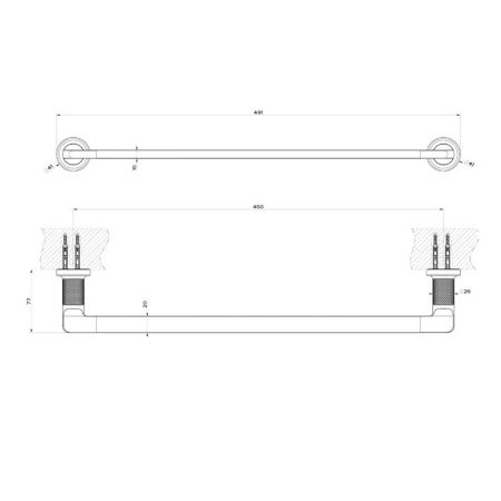GESSI INCISO Полотенцедержатель, 45 см, цвет: nero XL
