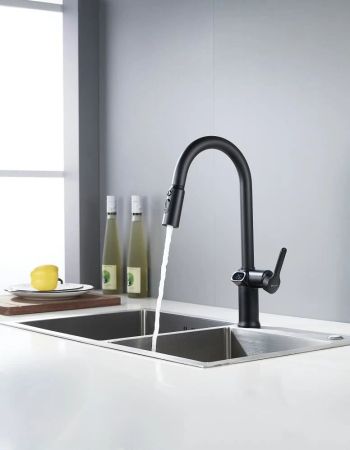 Смеситель для кухни с индикатором температуры Knotlor KN-100/BL, черный, артикул KN-100/BL