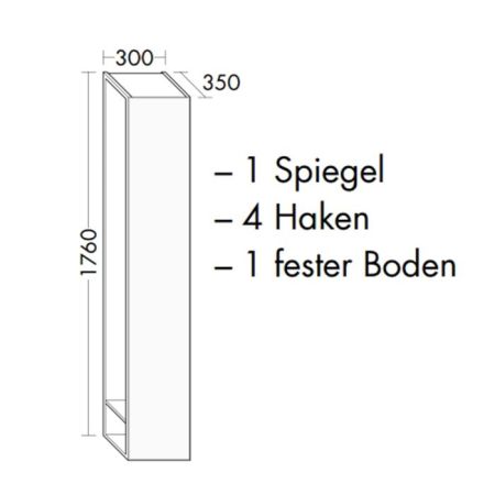BURGBAD SYS30 Шкаф 300х350х1760 мм, подвесной левый, 1 дверка зеркальная,  цв белый глянцевый, артикул SPDI030L461
