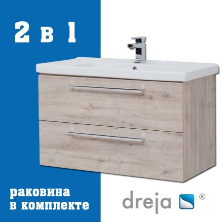 Тумба с раковиной подвесная Dreja Gio 100 см, дуб кантри, артикул 77-0106D-com