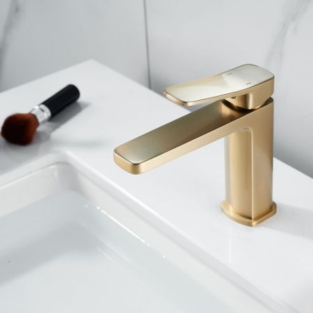 Смеситель для раковины Shevanik S9901G, золотой сатин