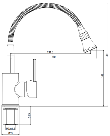 Смеситель для кухни с гибким изливом, артикул: KF519B, артикул KF519B