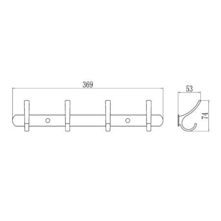 Планка с крючками Savol S-004254, хром, артикул S-004254