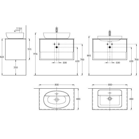 Тумба PLAZA Modern подвесная 80 дуб орегон 1 ящик + полка, артикул PLB.M.80.1\OAK.O