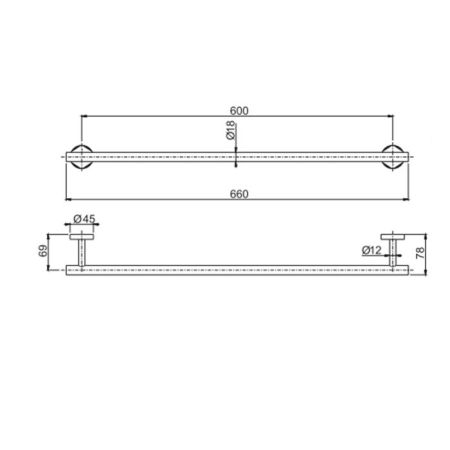 Fima Carlo Frattini Spillo Steel Полотенцедержатель 60см., подвесной, цвет: нержавеюшая сталь, артикул F6090/60INOX
