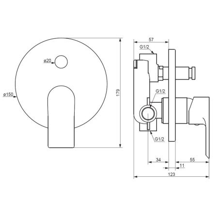 477100300 Apollo Встраиваемый смеситель для ванной и душа, черный, артикул 477100300