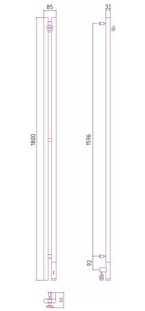 Полотенцесушитель электрический НЮАНС 3.0 1800 правый (Матовое золото)
