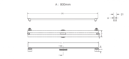 Желоб BERGES водосток SUPER Slim 800, хром глянец, S-сифон D50/105 H50 вертикальный, артикул 091054