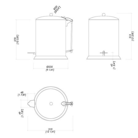DEVON&DEVON WALTZ Ведро для мусора, с крышкой и педалью, цвет хром, артикул WLZ-160-CR