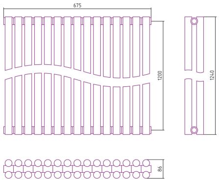 Отопительный радиатор ЭСТЕТ-11 н/ж 1200х675 / 15 сек (Состаренная ЛАТУНЬ), артикул 051-0302-1215