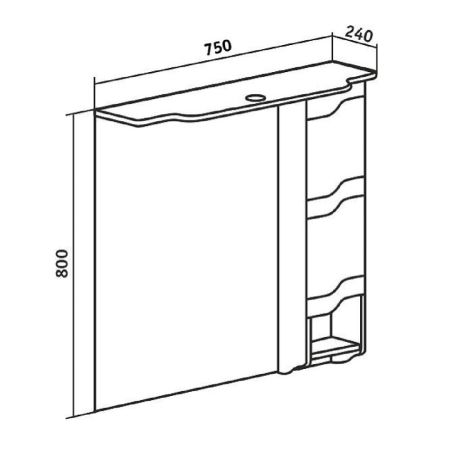Зеркальный шкаф Runo правый Стиль 75 (00000001128), артикул 00000001128