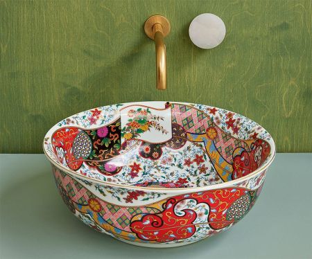 Раковина-чаша Bronze de Luxe Festival 40 2231 Красная с орнаментом, артикул 2231