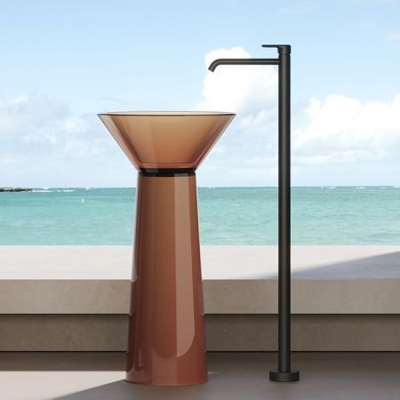 Раковина, DEA Design, Pedestal Basin, ширина, мм-480, глубина, мм-480, высота, мм-900, тип установки-напольный, отверстия для смесителя-отсутствуют, без перелива, материал-Glasstech, цвет-Brown Copper, артикул DD2022 480 R9