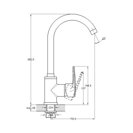 Смеситель для кухни G.Lauf ZAR4-B181, хром