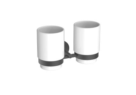 Стакан с держателем двойной AQUATEK, матовый черный AQ4617MB БЕТТА, артикул AQ4617MB