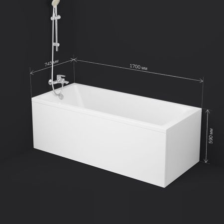 W93A-170-075W-A Gem, ванна акриловая 170x75 см