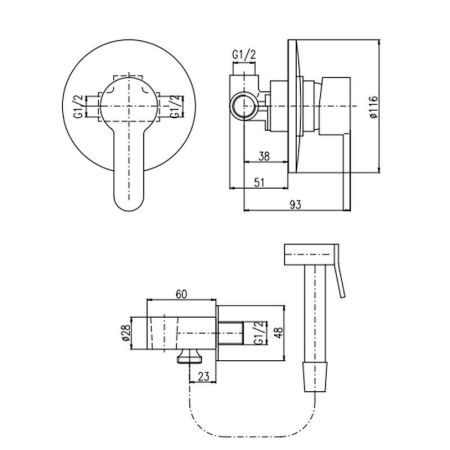 Гигиенический душ со смесителем Rav Slezak Zambezi ZA042/1, хром, артикул ZA042/1