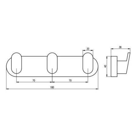 Планка с крючками Rav Slezak YUKON YUA0105CMAT, черный, артикул YUA0105CMAT