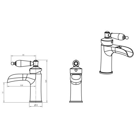 Смеситель для умывальника VOGUE CRYSTAL, бронза_Комплект