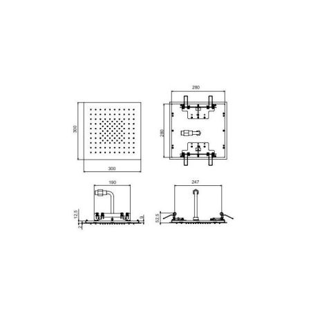 FANTINI ACQUAFIT Верхний душ 300х300 мм., встраиваемый в потолок, цвет Matt British Gold PVD