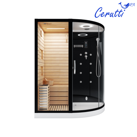 Сауна LUGANO Nero-L Black комбинированная 2в1 Cerutti SPA 1800x1100x2230, артикул CT8343