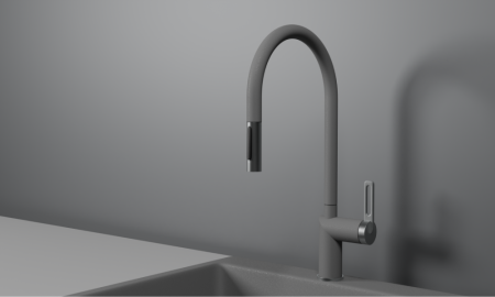 Смеситель для кухни GRANULA с выдвижным изливом (8172, АЛЮМИНИУМ), артикул 8172, АЛЮМИНИУМ