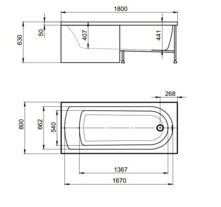 Акриловая ванна TIMO  MIKA 1800*800*580 (MIKA1880), артикул MIKA1880