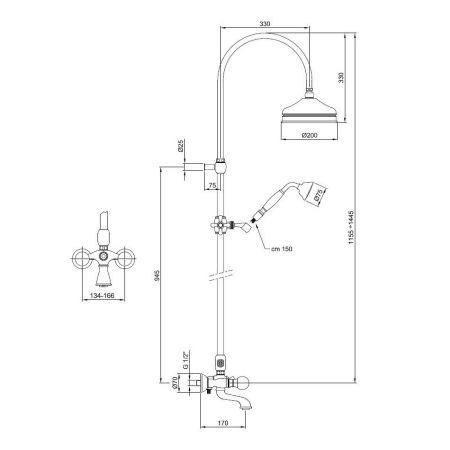 Душевая система Webert Karenina KA721208010, золото, артикул KA721208010