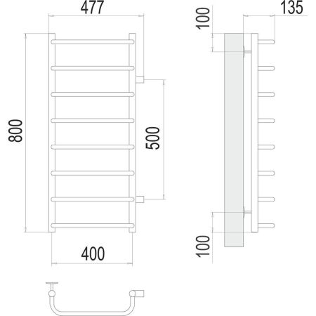 Полотенцесушитель водяной (боковое подключение) Terminus Стандарт П8 40х80, артикул 4670078530356