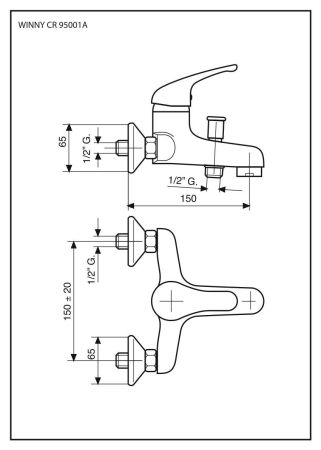 Смеситель Winny для ванной, цвет хром, артикул 95001CR