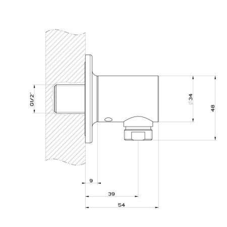 GESSI INCISO Вывод воды на 1/2", цвет: nero XL, артикул 58169#299