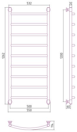Полотенцесушитель водяной "ГАЛАНТ+" 1200х500 (ЗОЛОТО)