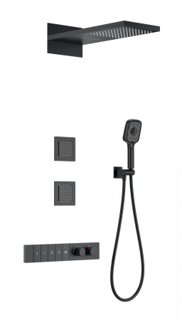 Душевая система с термостатом встраиваемая WONZON & WOGHAND, Черный матовый (WW-D4538-A-MB), артикул WW-D4538-A-MB