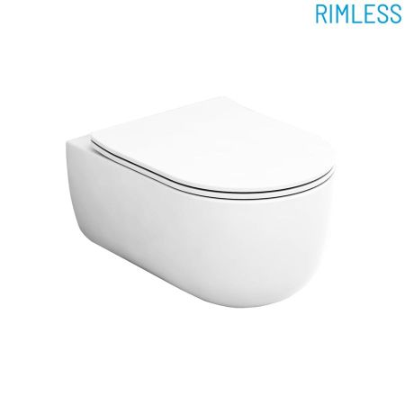 Olympia Milady, подвесной безободковый унитаз c крепежом, 52x37 см, цвет черный глянцевый